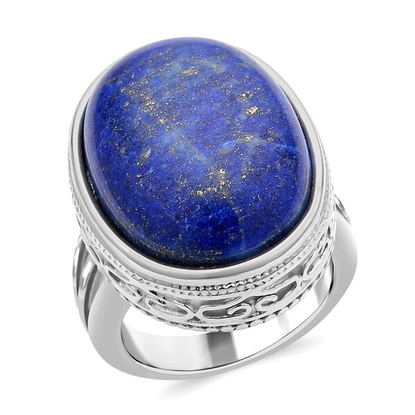 Lapislazuli Ring, Edelstahl (Größe 16.00) ca. 25,00 ct image number 4