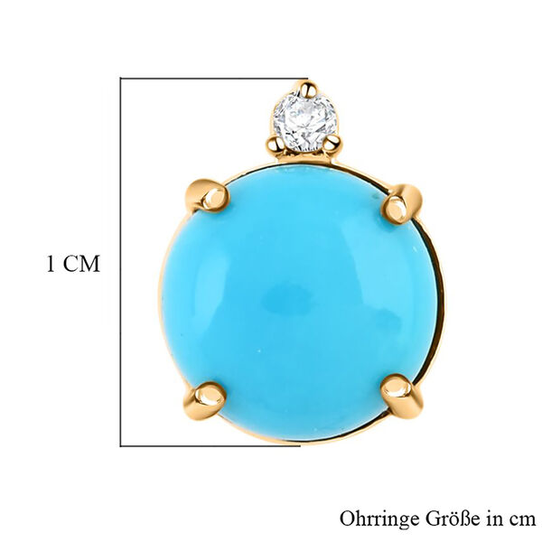LUXORO zertifiziert und geprüft AAA Sleeping Beauty Türkis und Diamant Ohrringe in 417 Gold - 4 ct. image number 4