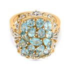 Batroke Blauer Apatit Ring Nickelfreies Messing platiniert und vergoldet (Größe 18.00) ca. 3.22 ct