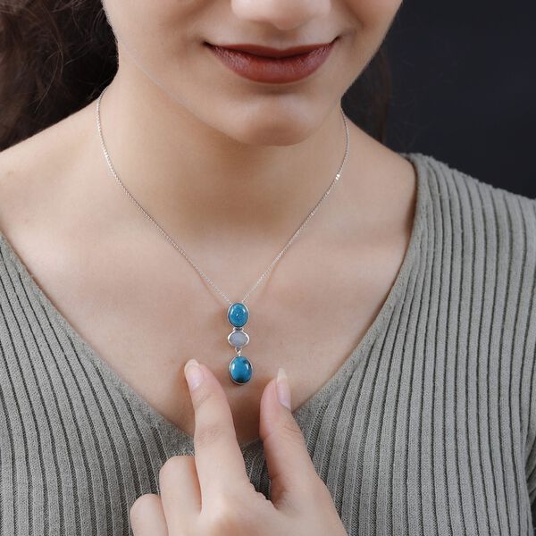 Sierra Nevada T&uuml;rkis und nat&uuml;rlicher, &auml;thiopischer Welo Opal-Anh&auml;nger mit Kette - 6,59 ct. image number 2