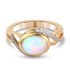 Natürlicher Äthiopischer Opal und Zirkon Ring 925 Silber 585 Gelb Vergoldet image number 5