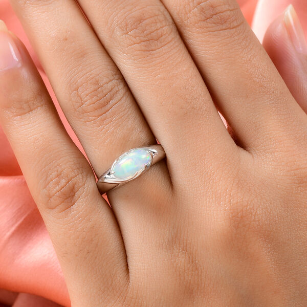 Nat&uuml;rlicher &Auml;thiopischer Opal Ring 925 Silber platiniert  ca. 0,91 ct image number 3