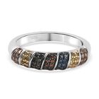 Mehrfarbig Diamant Band Ring 925 Silber platiniert (Größe 17.00) ca. 0,33 ct