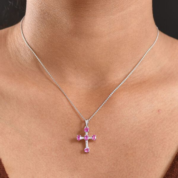 LUXURIANT AAA Labor Rosa Saphir und Moissanit Anhänger mit 50cm Kette - 1,15 ct. image number 3