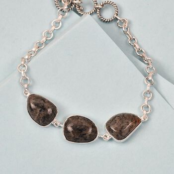 Handgefertigtes Natur Yooperlite Silber Armband 22,26 Ct