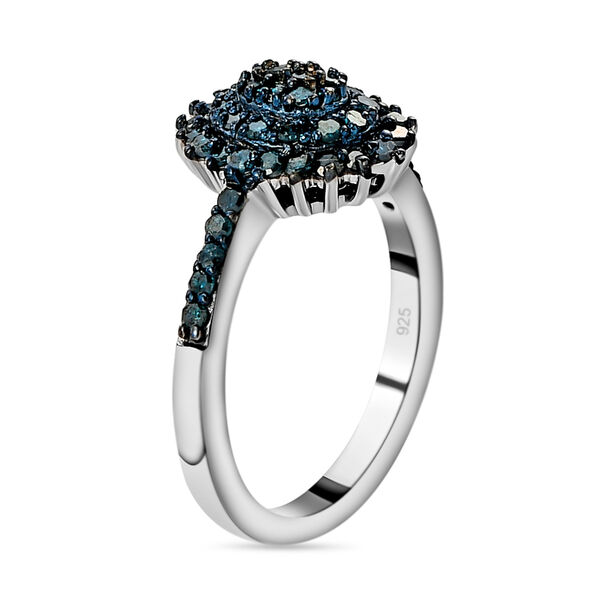 Blauer Diamant-Ring, 925 Silber platiniert  ca. 0,50 ct image number 6