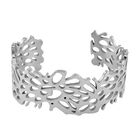 Monstera-Blatt-Muster Armreif, ca. 18 cm, ca. 36,00g, silberfarben
