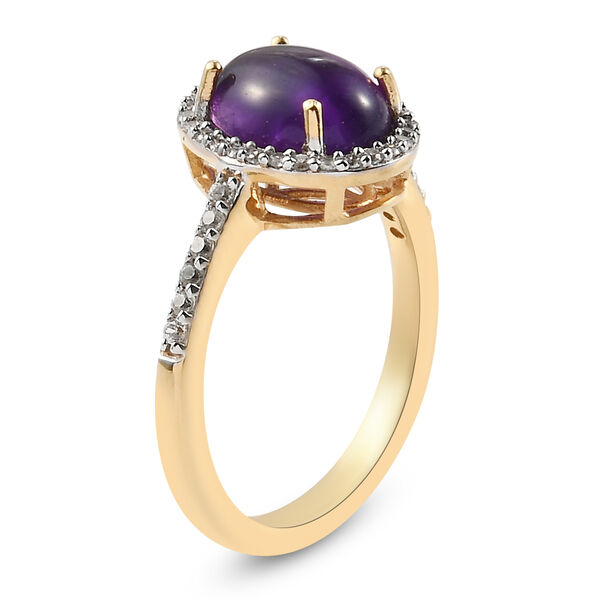 Afrikanischer Amethyst und Zirkon Ring 925 Silber vergoldet  ca. 2,37 ct image number 5