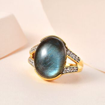 AAA Labradorit und Zirkon Ring - 11,27 ct.