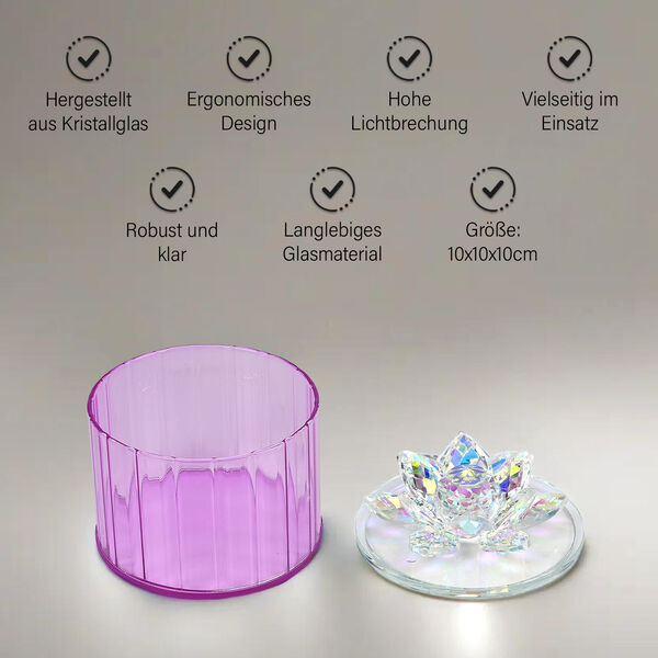Deko Vorratsglas aus Kristallglas mit Lotusbl&uuml;te Deckel, pink image number 7