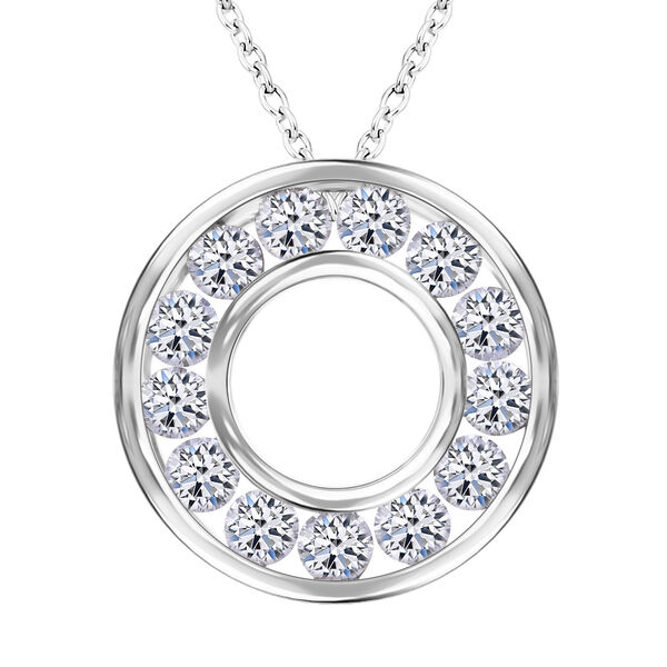 LUXURIANT SGL zertifizierter VS-EF Diamant Anh&auml;nger mit 50cm Kette, 925 Silber platiniert- 1 ct.