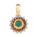 Regal Halo - D joy Kagem Sambischer Smaragd, Brauner Zirkon Anhänger 925 Silber 750 Gelb Vergoldet ca. 0,70 ct.