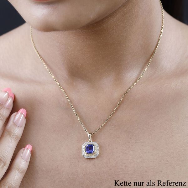 AAA Tansanit, nat&uuml;rlicher gelber und wei&szlig;er Diamant-Anh&auml;nger in 585 Gelbgold - 1,90 ct. image number 9