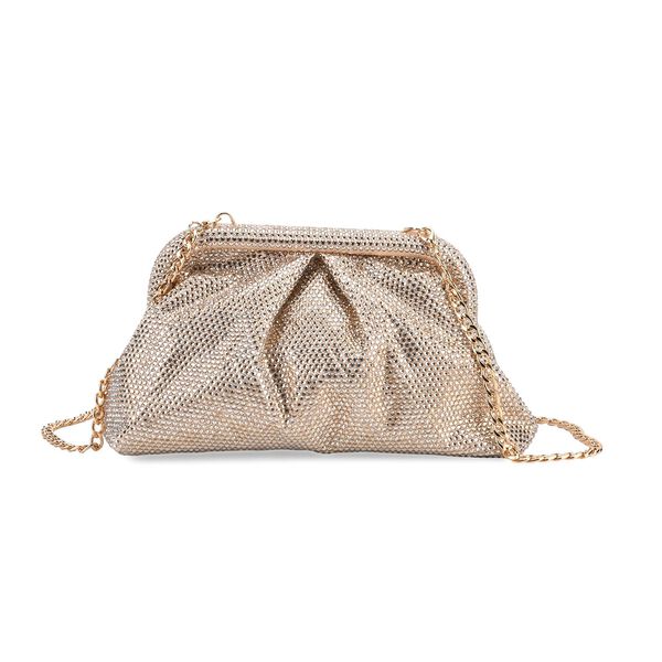 Designer Inspiriert- Schultertasche mit Kristallbesatz, Gr&ouml;&szlig;e ca. 24x10x13 cm - Rosa