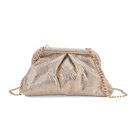 lifestyle- Color:Gold;Size/Profile: Clutch bag ;Wall (exterior): Crystal ,Lining (Interior):polyester; Pockets (exterior):None; Pockets (interior):None; Measurement (cm): 9.45*4.33*5.12inch, 47inch long chain strap; Closure Type:Toggle Clip;Hardware Type
