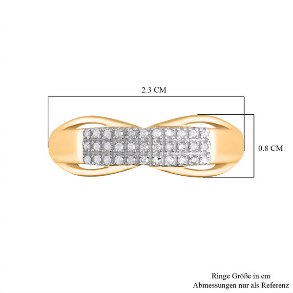 Wei&szlig;er Diamant Ring, 925 Silber Gelbgold Vermeil, (Gr&ouml;&szlig;e 20.00), ca. 0.15 ct image number 3