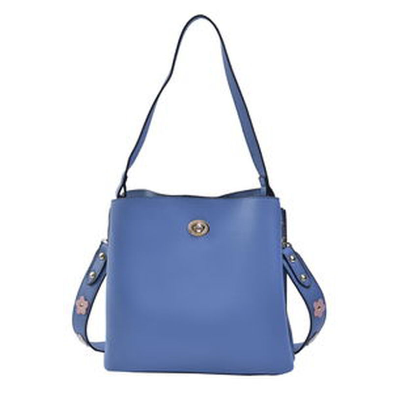Crossbody Tasche aus Kunstleder mit abnehmbarem Riemen, Größe 24x11x22 cm, Blau image number 0