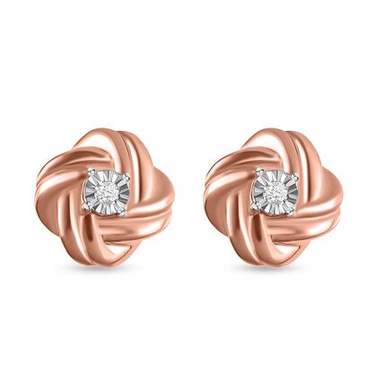 Weiße Diamant-Ohrringe, 925 Silber rosévergoldet