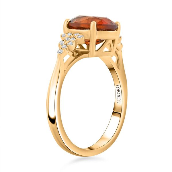 LUXORO zertifiziert und geprüft AAA Honig Granat und Diamant Ring in 417 Gold - 3,45 ct. image number 3