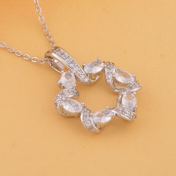 Wei&szlig;er Zirkonia Anh&auml;nger mit Kette im Set, Messing