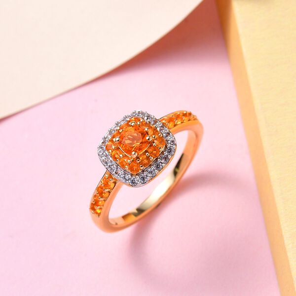 Salamanca Feueropal Ring, 925 Silber vergoldet (Gr&ouml;&szlig;e 17.00) ca. 0.67 ct image number 2