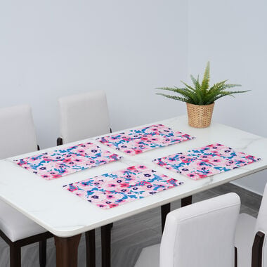 4er-Tischset, Blumenmuster, Rosa