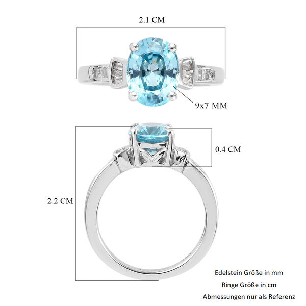 Ratanakiri Blauer Zirkon und Diamant Ring 925 Silber Platinum-Überzug image number 6