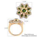 Natürlicher Chromdiopsid und Zirkon Blumen Ring 925 Silber vergoldet (Größe 16.00) image number 6