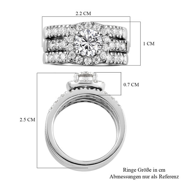 3er-Set- Moissanit Stacking Ring - 1,78 ct. image number 8