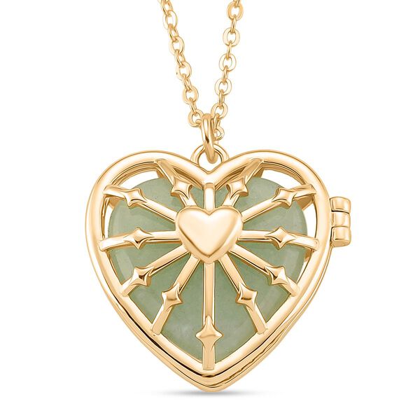 Herz Anh&auml;nger mit wechselbaren Edelsteinen und Kette, ca. 50 cm + 5 cm Extender, Nickelfreies Messing, Goldfarben image number 5