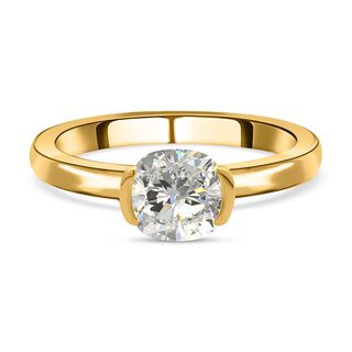 Moissanit Ring 925 Silber Gelbgold Vermeil (Größe 16.00) ca. 1,29 ct