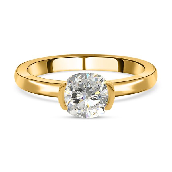 Moissanit Ring 925 Silber Gelbgold Vermeil (Gr&ouml;&szlig;e 16.00) ca. 1,29 ct