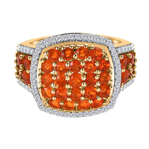 Salamanca Feueropal Ring, 925 Silber vergoldet (Gr&ouml;&szlig;e 21.00), ca. 1.64 ct image number 0