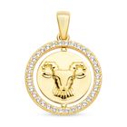Weißer Zirkon Steinbock-Anhänger, 925 Silber vergoldet ca. 0,63 ct