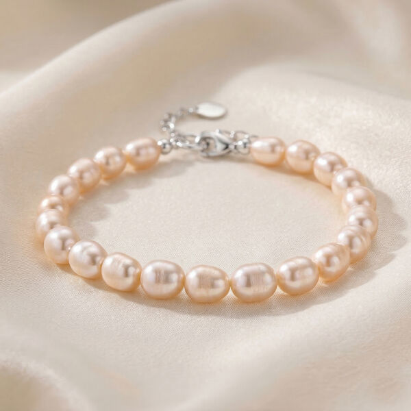 Wei&szlig;es S&uuml;&szlig;wasser Perle Armband in Silberton image number 2