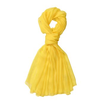LA MAREY - 100% Maulbeeren-Seidenschal, Chiffon, 110x180 cm, Gelb