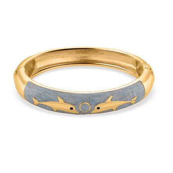 Emaille-Armreif mit Fischmotiv, Hellblau, ca. 18,5 cm