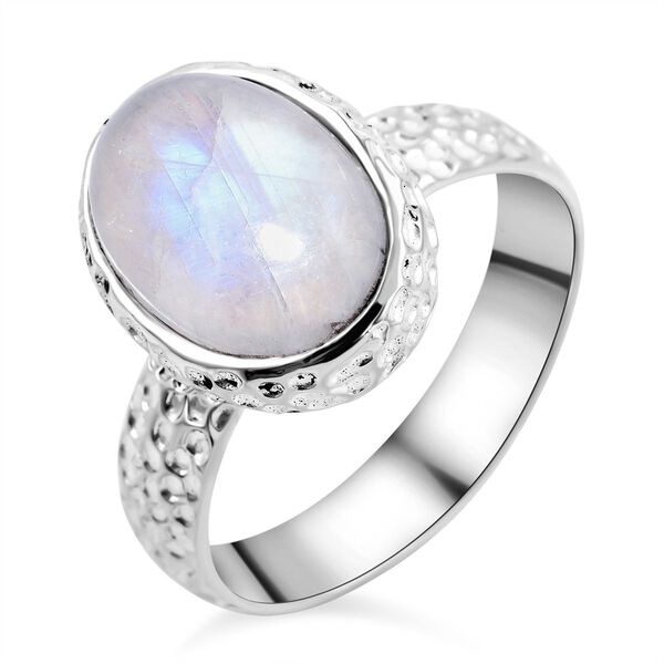 Royal Bali - Regenbogen Mondstein Ring, 925 Silber (Gr&ouml;&szlig;e 16.00) ca. 6.01 ct