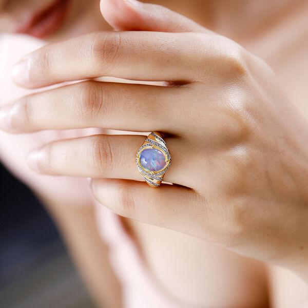 Nat&uuml;rlicher, &auml;thiopischer Welo Opal und Zirkon-Ring - 2,67 ct. image number 2