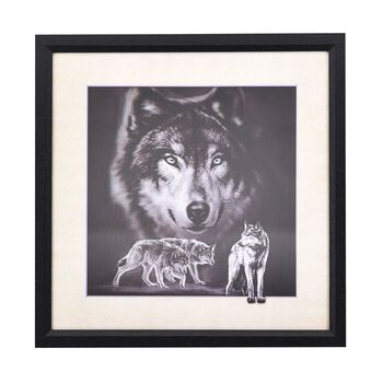 Realistisches 5D Wolfs-Gem&auml;lde, Gr&ouml;&szlig;e 43,5x43,5x1,2 cm, Mehrfarbig