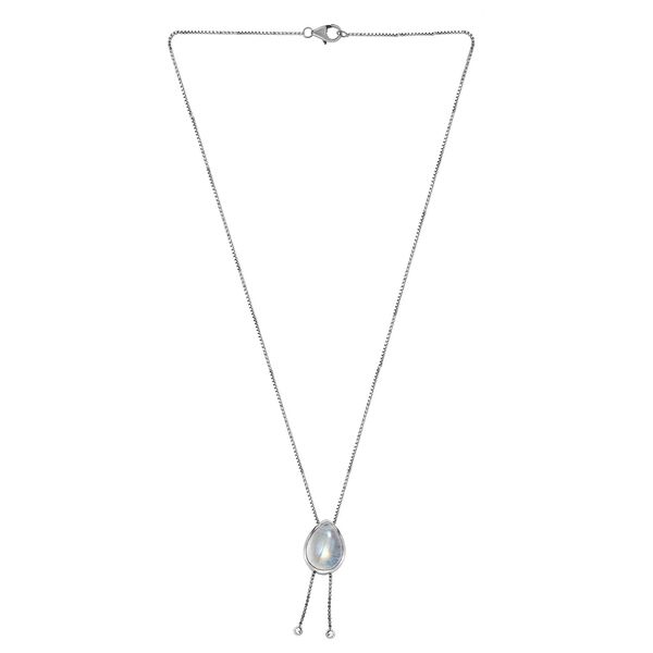 Regenbogen Mondstein Halskette, ca. 45 cm, 925 Silber platiniert ca. 10.33 ct image number 4