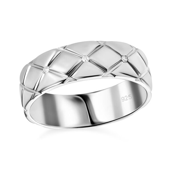 Diamant Ring mit Diamantschliff-Muster, 925 Silber platiniert image number 1