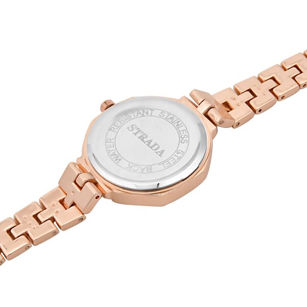 Strada - Kristall Uhr, japanisches Uhrwerk, Edelstahl in Ros&eacute;farbe, schwarz image number 6