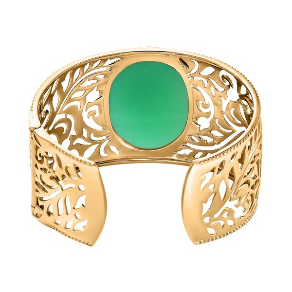 Gr&uuml;ner Onyx Armreif ca. 19 cm Reines Messing vergoldet ca. 65,14 ct. image number 5