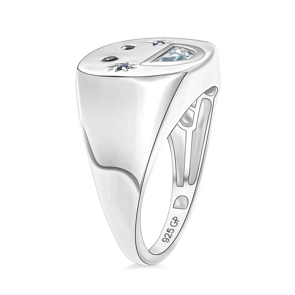GP Celestial Kollektion- himmelblauer Topas, schwarzer Spinell und blauer Saphir Ring, 925 Silber platiniert - 0,52 ct. image number 6