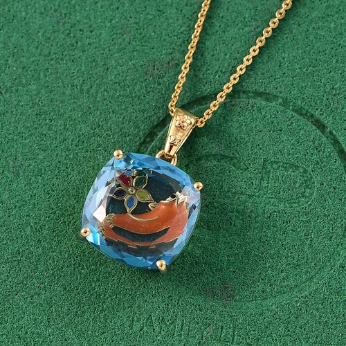 Himmelblauer Topas, Kanchanaburi Blauer Saphir Schmuckset ca. 45 cm 925 Silber 750 Gelbgold Vermeil ca. 12,78 ct. image number 1