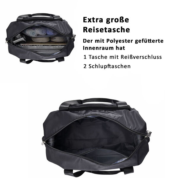 Faltbare Nylon-Reisetasche, Schwarz image number 4