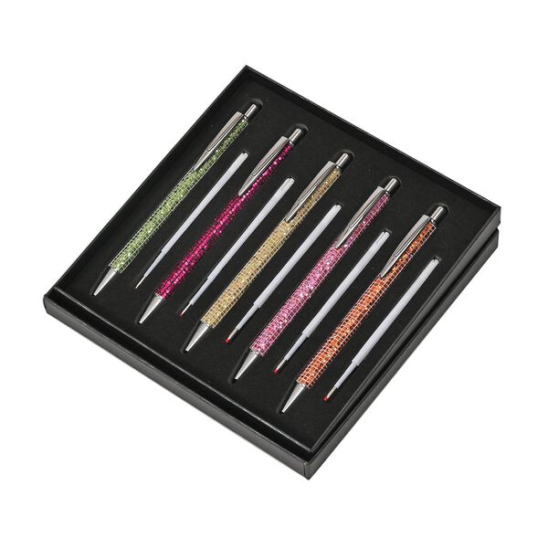 Kristall-Kugelschreiber Set, 5er-Pack, Mehrfarbig, inkl. 5 Ersatzminen image number 8