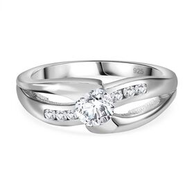 Moissanit Ring, 925 Silber rhodiniert - 0,62 ct