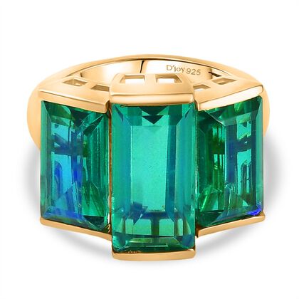 D&rsquo;joy Pfau Quarz Triplette Ring 925 Silber 750 Gelbgold Vermeil (Gr&ouml;&szlig;e 17.00) ca. 9,58 ct